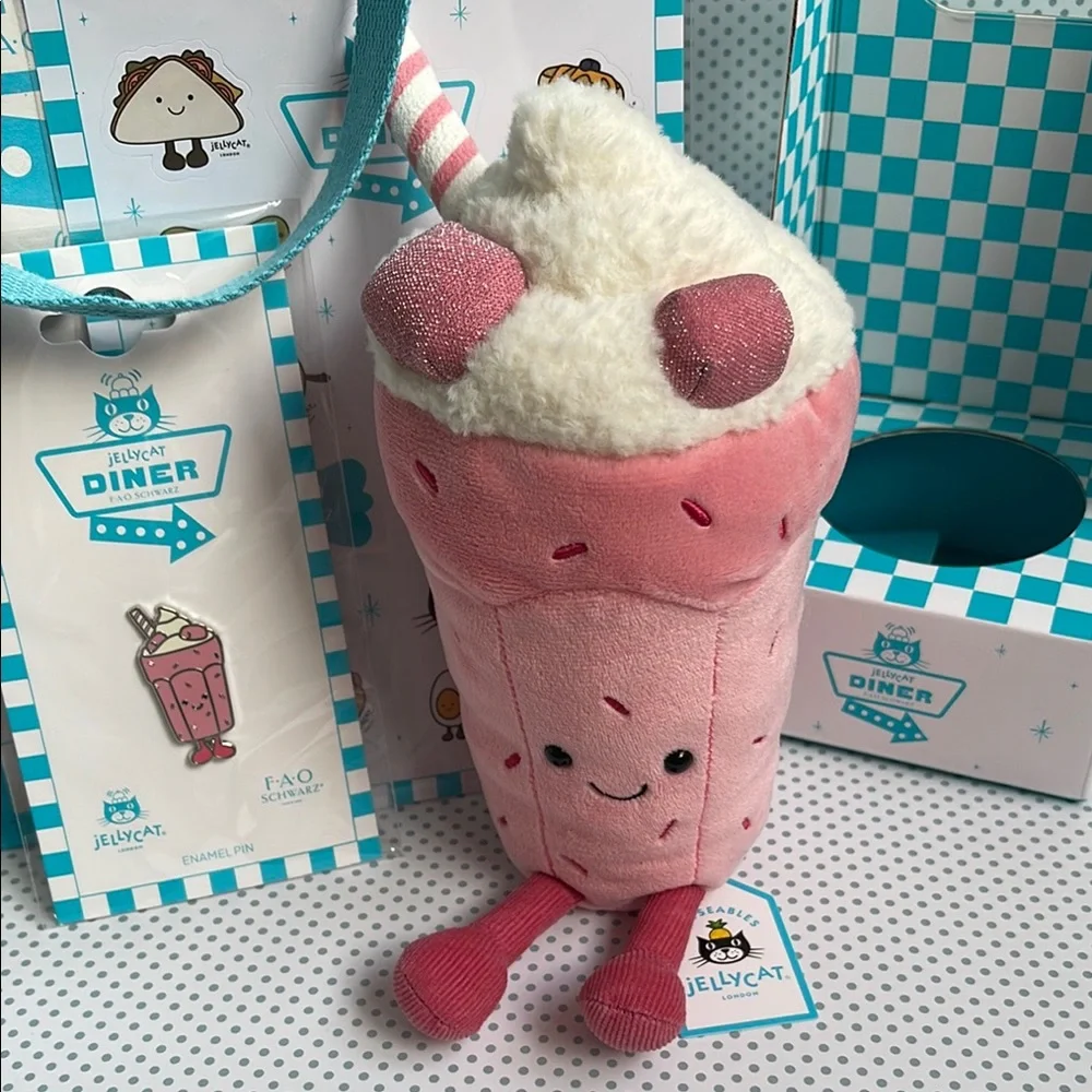 NWT EXCLUSIVE JELLYCAT FAO SCHWARTZ NYC DINER AMUSEABLES BUBBECA MILKSHAKE